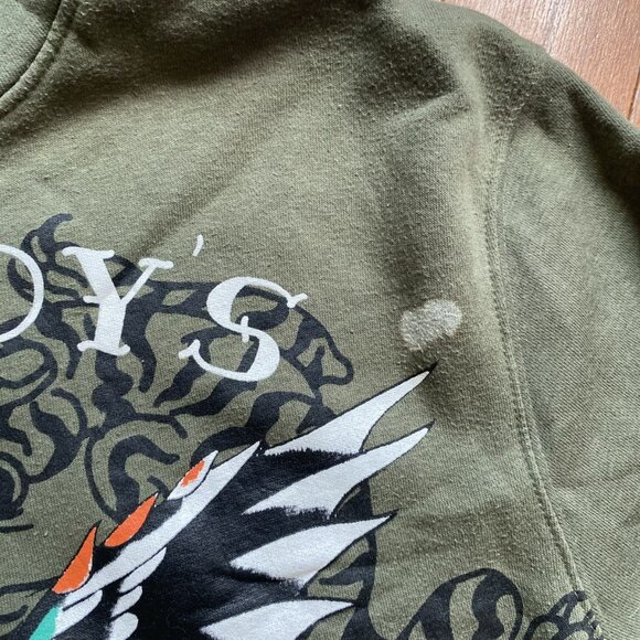 Ed Hardy Green Dragon Pullover Hoodie Small - Picture 2 of 5